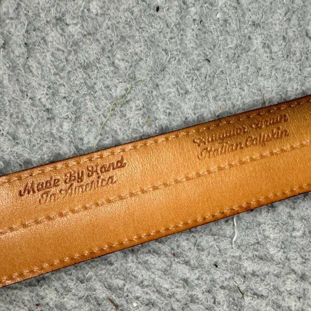 Martin Dingman Belt Mens 44 Alligator Grain Italian Calfskin Brown Western EUC